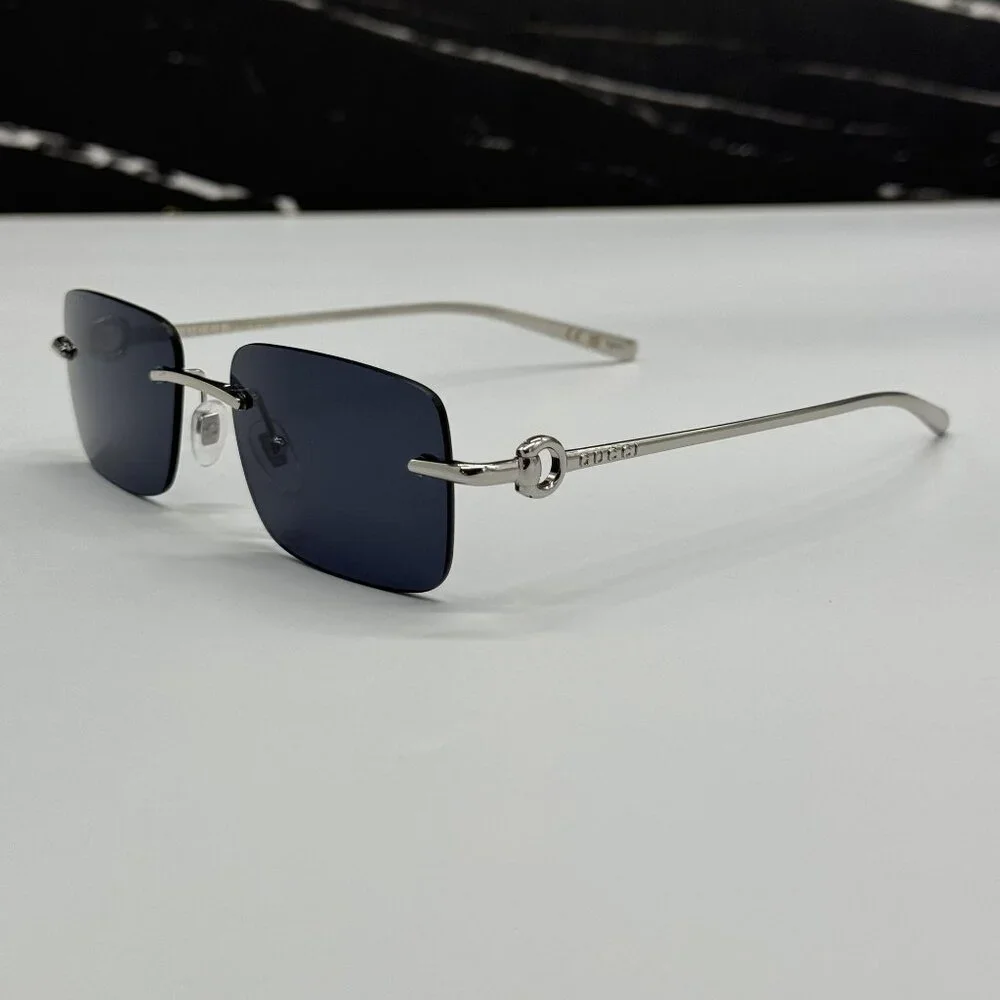 NEW GUCCI SILVER BLUE UNISEX SUNGLASSES GUCCI GG1703S 003 - Picture 7 of 13